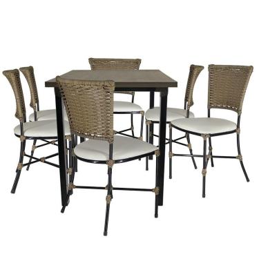 Imagem de 6 Cadeiras Gramado Pequi Mesa De Jantar Jogo De Jardim