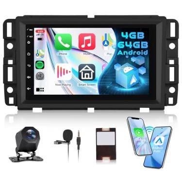 Imagem de Estéreo Android 4 + 64 G para GMC/Chevrolet/Buick/Hummer com rádio automotivo sem fio Carplay Android, unidade de cabeça sensível ao toque de 17 cm, conexão espelhada, GPS, Bluetooth, WiFi, FM/RDS EQ