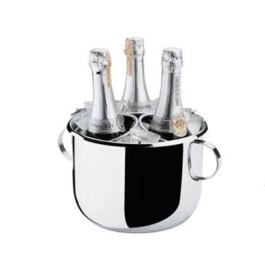 Imagem de Forma Inox Balde De Gelo Champagneira 6 Litros Com Grelha Multiuso