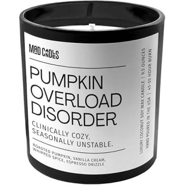Imagem de Mad Candles Pumpkin Overload Disorder – Velas perfumadas de outono de luxo e elegante presente de vela preta, 270 ml de cera de mistura de coco e soja – Queima de 55 horas, pavio ecológico 100%