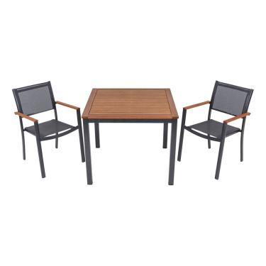 Imagem de Conjunto De Jardim Aluminio Cinza 3 Pecas Mesa E 2 Cadeiras