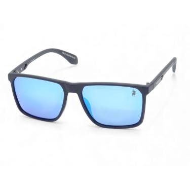Imagem de Óculos de Sol Casual Polarizado Masculino Polo London Club, Lente UV400 Kit contém Case Couro ECO (Preto e Azul)