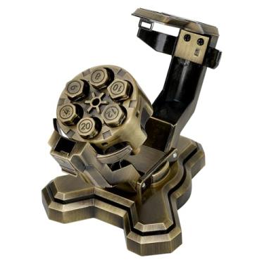 Imagem de CNMZTRPG Bullet Nest Dice,Insane Bullet dice Revolver,Metal Dice Set for DND with Spinning Revolver Cylinder Container, Dice for D&D, or Crime Theme Tabletop Games (D4, Bronze)