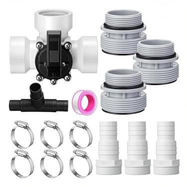 Imagem de Kit de válvula de desvio de 3 vias para mangueira de 3,8 cm – Conjunto adaptador de filtro de bomba de piscina universal com 4560 conectores e braçadeiras de mangueira – Compatível com piscinas acima