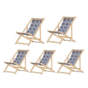 Imagem de Kit 5 Cadeira Madeira Espreguiçadeira Dobrável Sb-mandala
