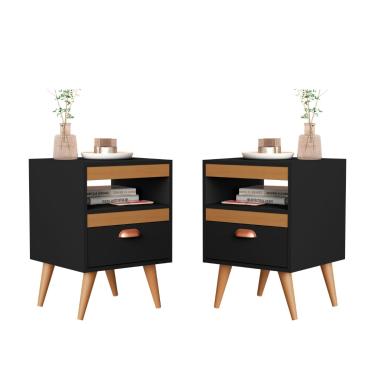 Imagem de Kit Mesa Cabeceira 2 Unidades Preto Ype Preto