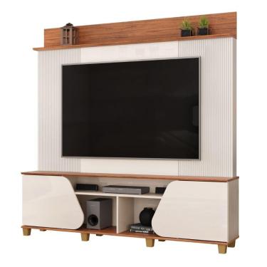 Imagem de Estante Home Theater Para Tv Até 70 Polegadas 1,82m 2 Portas Duna Off White/madeirado Off White / Madeirado