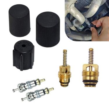 Imagem de Dogary Kit de núcleo de válvula CA de 7 peças, vedação à prova d'água, porta de carregamento de pressão CA, conjunto de tampas protetoras de refrigeração de carro e válvulas de serviço, universal para