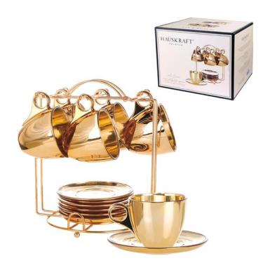 Imagem de Jogo 6 Xicaras Para Café Chá De Vidro Com Pires E Suporte 170ml - Haüs