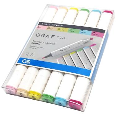 Imagem de Marcador Artístico Graf Duo Duas Pontas CiS 6 Tons Pastel