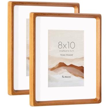 Imagem de Conjunto de 20 x 25 porta-retrato de madeira teca com vidro temperado HD, feito à mão, canto arredondado, 20 x 25, molduras de madeira foscas para fotos 12 x 17, molduras 20 x 25 cm, mesa ou parede