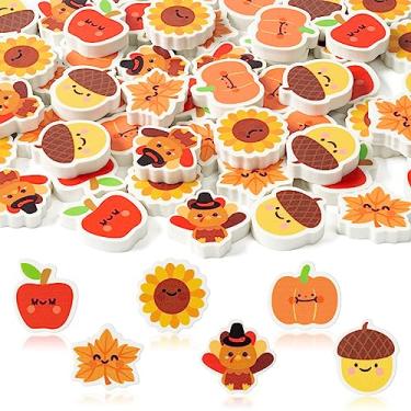 Imagem de Yopyame 60 peças Falll Mini borracha para crianças a granel sortido novidade folha de bordo abóbora lápis borracha quebra-cabeça bonito mesa animal de estimação escola sala de aula prêmios estudante