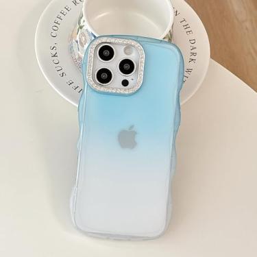 Imagem de Capa à prova de choque com lente flash diamante gradiente pele sensível, azul, para iPhone 16e