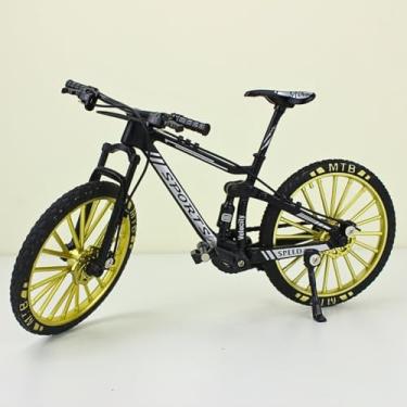 Imagem de Miniatura Bicicleta Mountain Bike Full Suspension, Metal e Plástico, Escala 1:10, Suspensão Funcional, 17,5 x 9 x 6,7 cm, Peça Colecionável (Preto)