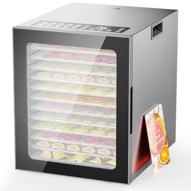 Imagem de PSIIDAN - Desidratador de alimentos para secador, 12 bandejas grandes, desidratadores comerciais de aço inoxidável, temporizador de 48 horas e controle de temperatura, 850W