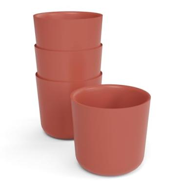 Imagem de EKOBO Conjunto de 4 copos infantis de bambu, 227 g, copo aberto para crianças, terracota, leve, durável e seguro para lava-louças, copo infantil reutilizável e ecológico para casa, viagem, piqueniques