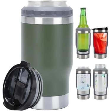 Imagem de Copo Térmico Long Neck 420ml em Inox com Abridor – Isolamento a Vácuo, Porta-Lata e Porta-Garrafa 4h Gelado (Verde)