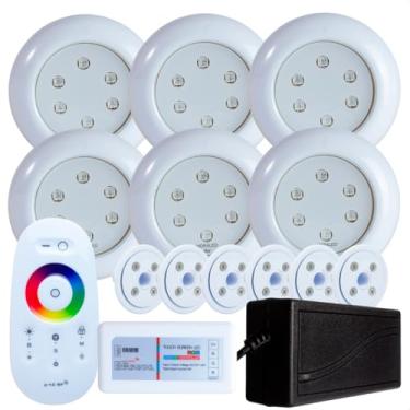 Imagem de Hidraled Kit Refletor LED RGB 9W, 6 Refletores ABS, 6 Nichos para piscina Vinil, Controle Remoto Touch, IP68