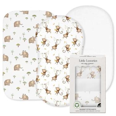 Imagem de Lençóis de berço 100% algodão orgânico (pacote com 3) - Melhor para colchão de berço de bebê - Certificado GOTS - Para colchão oval e retangular padrão - Lençóis de percal amolecem a cada lavagem (83