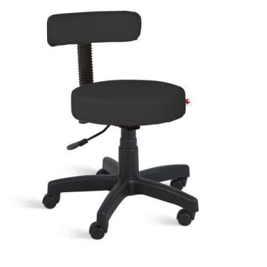 Imagem de Cadeira Mocho Giratória Material Sintético Preto - Shopcadeiras