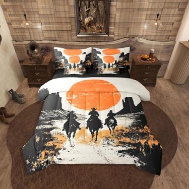 Imagem de Erosebridal Conjunto de cama caubói de 7 peças, solteiro, ocidental, étnico, boêmio, pôr do sol, nascer do sol, deserto, exótico, em uma bolsa, para crianças, meninos e homens