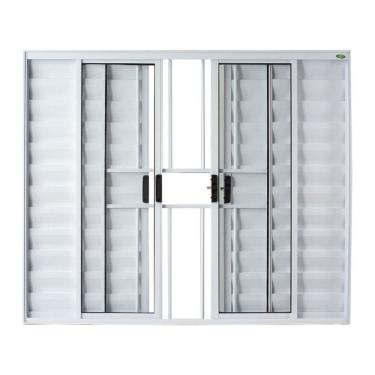 Imagem de Janela Veneziana 6 Folhas Central com Grade Vidro Liso 100x100 Ecosul Esquadrisul