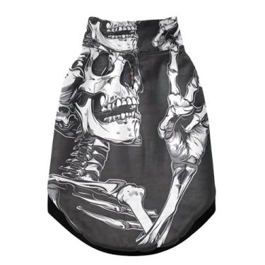 Imagem de SEHANY Casaco de cachorro com tatuagem de caveira para cães pequenos, superquente, à prova de vento, jaqueta de inverno, macia, aconchegante para animais de estimação, moletom para clima frio na neve