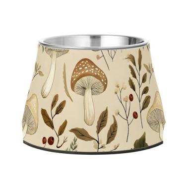 Imagem de SEHANY Tigelas para cães de ervas e cogumelos antiderrapante de aço inoxidável com fundo de borracha para evitar tombamento, tigelas elevadas para comida e água quadriculadas para cães e gatos