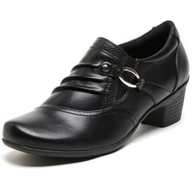 Imagem de Hodrmios Mocassim feminino sem cadarço confortável sapato social feminino preto salto baixo slip-on casual trabalho escritório sapatos elegantes, Preto, 37
