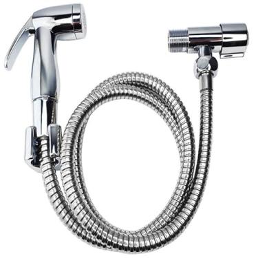 Imagem de Ducha Chuveirinho Higiênica Banheiro Gatilho Cromada Não Enferruja Completa Luxo Inox Metal- Kit Completo para Banheiro