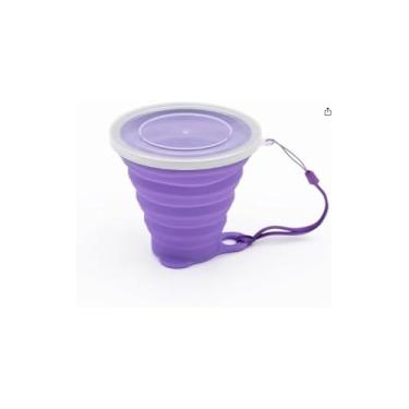 Imagem de Copo Retrátil Dobrável de Silicone com Tampa Reutilizável, 350ml, Portátil, 14.3cm Altura Aberto, Sortido