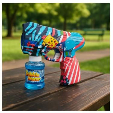 Imagem de Lança Bolhas Infantil Automático com Luzes LED e Frasco Recarregável – Brinquedo Divertido para Crianças 3+ Anos