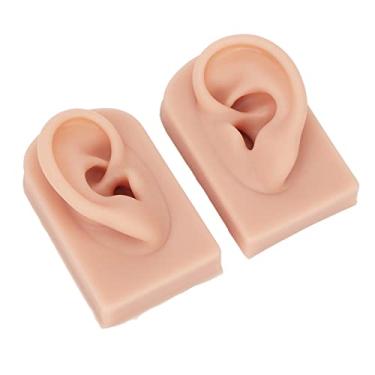 Imagem de Fafeicy Modelo de Orelha de Silicone, Orelha de Pele Humana Reutilizável Macia e Flexível para Prática de Piercing, 2 Peças 8x5x3,5cm para Treinamento de Acupuntura, Exibição de Joias, Adereços de Instituto de Beleza (#12)