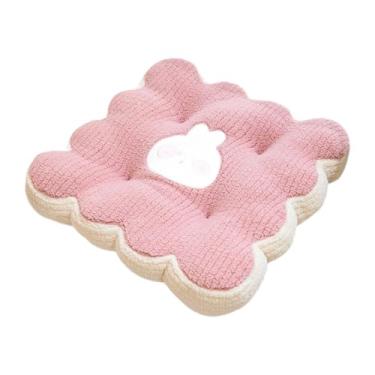 Imagem de KiBcsLic Almofada para cadeira de escritório, almofada de pelúcia macia, antiderrapante, com desenho animado para cadeiras de jantar, carro, quarto e, Rosa