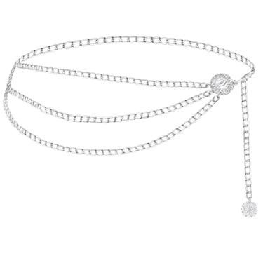 Imagem de Corrente de cintura de metal multicamadas para mulheres, moda ajustável, cinto longo de prata, acessórios de decoração para vestidos, jeans, saias e calças