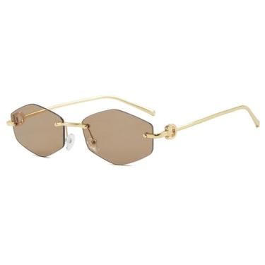 Imagem de Óculos de Sol UV400 - Sem Armação Metálica com Degradê de Cores para Homens e Mulheres, Ideais para Esportes ao Ar Livre, Corrida e Ciclismo, Cor Café Dourado