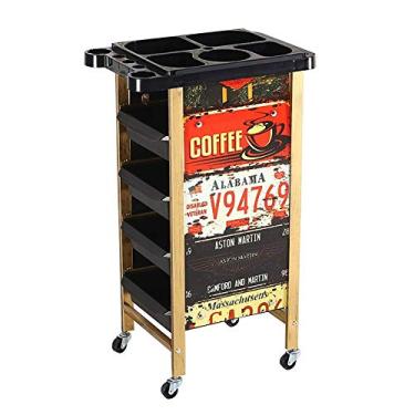 Imagem de Carrinho de servir, carrinho de salão de beleza de 5 níveis com gavetas, carrinho utilitário de cabeleireiro de spa com roda, capacidade de 20 kg, carrinho de ferramentas de tatuagem com suporte de