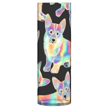 Imagem de CEBUGI Vaso de flor de cachorro 10 x 30 cm, vaso cilíndrico para flores, vaso transparente inquebrável para decoração de casa de festa de casamento