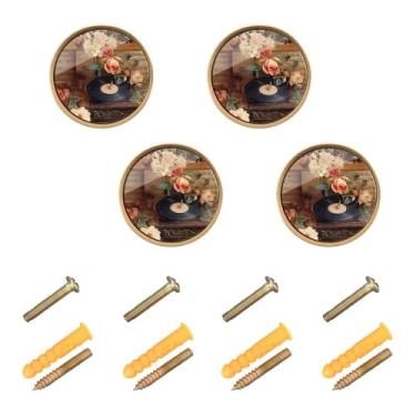 Imagem de xigua 4 puxadores de armário vintage para toca-discos redondos de zinco sólido, puxadores decorativos de 3,5 cm para armário de banheiro, cômoda, armário e guarda-roupa