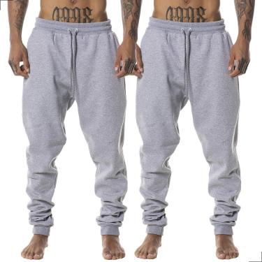 Imagem de KIT 2 Calças Moletom Jogger Cargo Confortável Treino Frio Masculina-Masculino