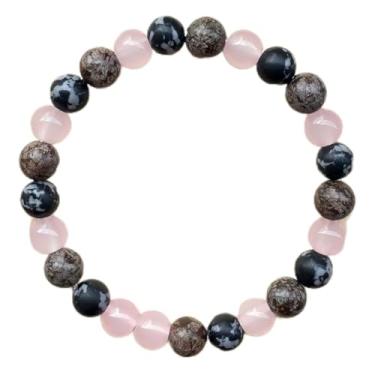 Imagem de Pulseiras elásticas com contas para mulheres floco de neve pedra café ágata pulseira joia presente perfeito para felicidade equilíbrio emocional, One Size, Pedra, Sem Pedra Preciosa