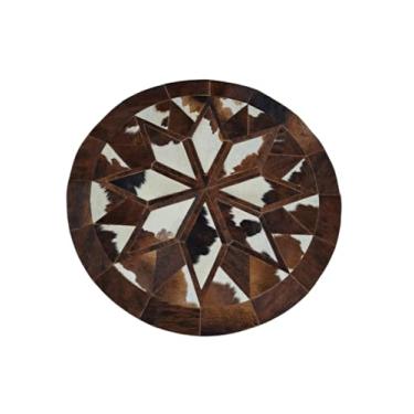 Imagem de Tapete De Couro Mandala Premium 1,60 D (Marron Branco Malhado)