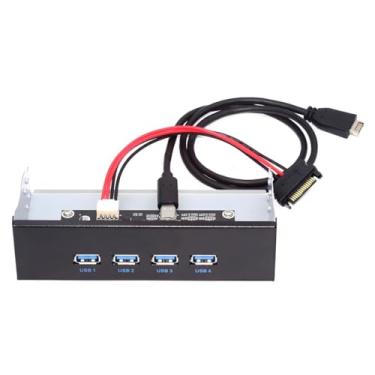 Imagem de ChenYang Cabeçalho de painel frontal USB 3.1 tipo E de 4 portas para 4 adaptador multiplicador de portas de hub USB 3.0 com cabo de alimentação SATA para painel de compartimento de unidade óptica de