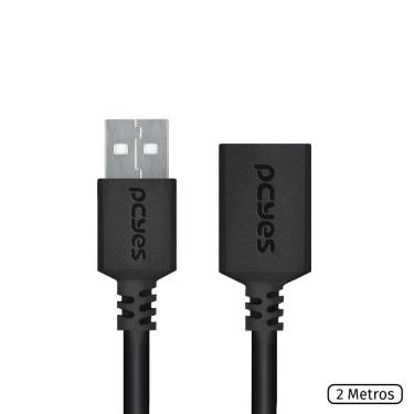 Imagem de Cabo Extensor Usb A 2.0 Macho Para Usb A 2.0 Femea 28awg Puro Cobre 2 Metros - Puamf2-2