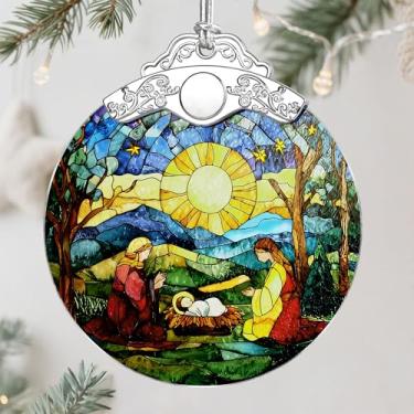 Imagem de Enfeite de Natal, decoração de árvore de Natal, ornamento cristão, presépio, decoração de casa religiosa, presentes cristãos, presentes religiosos, troca de presente, ideia de presente - padrão D
