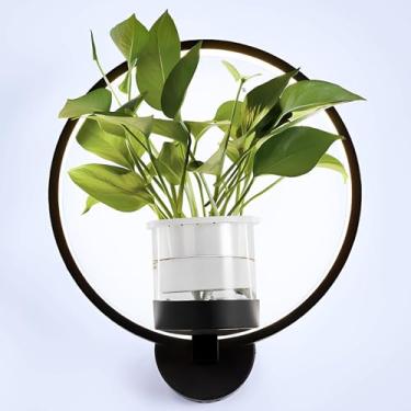 Imagem de Luminária de parede LED moderna para interiores, branco frio 6000K, com vaso de flores hidropônico. Adequada para sala de estar, quartos, restaurantes, corredores. Luminária de parede LED co