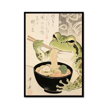 Imagem de Arte de parede em tela de gato preto engraçado vintage japonês gato comendo ramen imagem única amante de gatos para decoração de parede de cozinha e sala de jantar (SKU7,12 x 40,6 cm = (30 x 40 cm