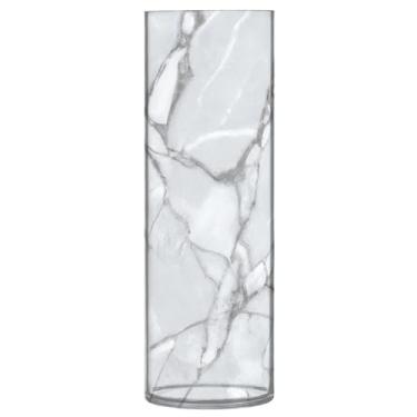 Imagem de JUZIHAI Vaso de textura de mármore branco cinza para flores, 9,9 cm x 30 cm, vaso de flores moderno de cilindro de plástico para decoração de casa de centro de mesa de casamento