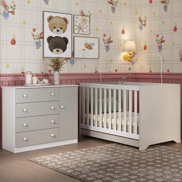 Imagem de Berço Americano 3 em 1 com Cômoda 1 Porta 4 Gavetas Encanto Multimóveis MP4683