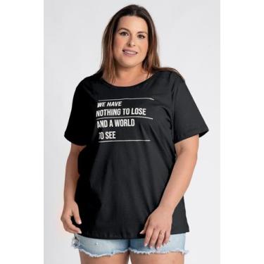 Imagem de T-shirt Feminina Plus Size Estampada "We have nothing to lose and a wo